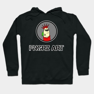 FNGRZ ART - Black Text - cartoon finger art artwork collection logo Hoodie